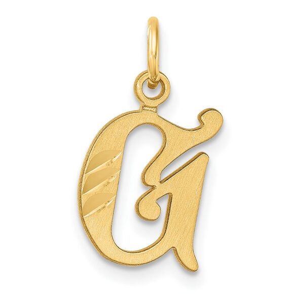 14k Yellow Gold Diamond-cut Letter G Initial Charm,All Products : American Fashion Style Bags On Sale